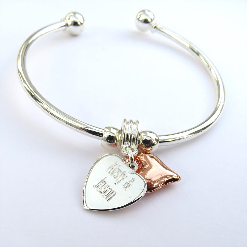 Personalised Heart & Charm Bangle