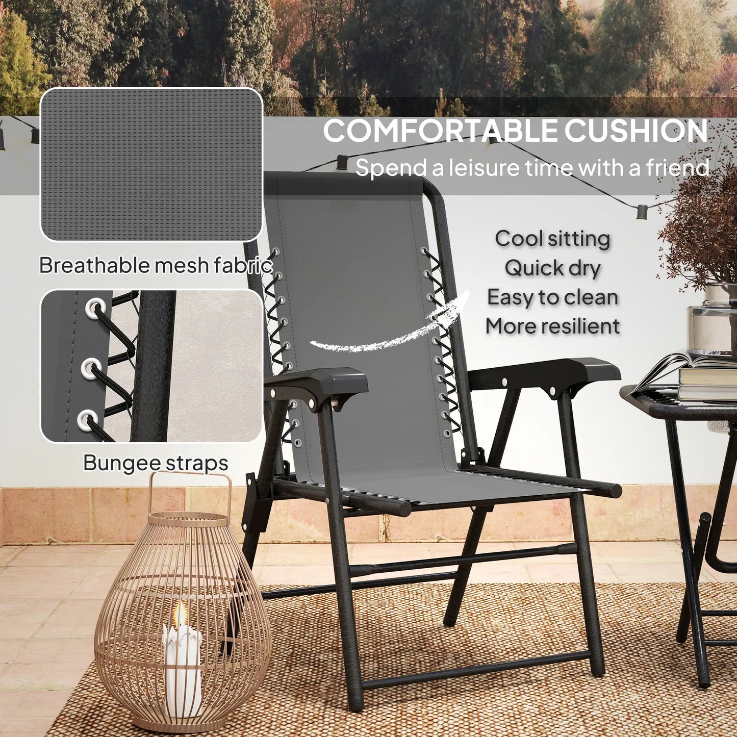 Three-Piece Garden Table and Chair Set - Dark Grey