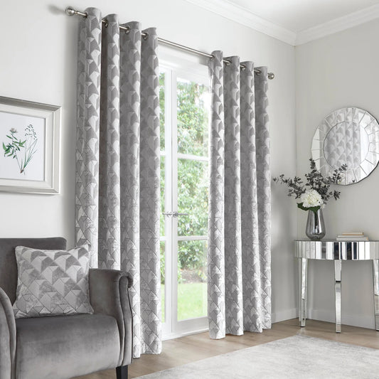 Quentin Eyelet Curtains by Appletree Boutique in Silver