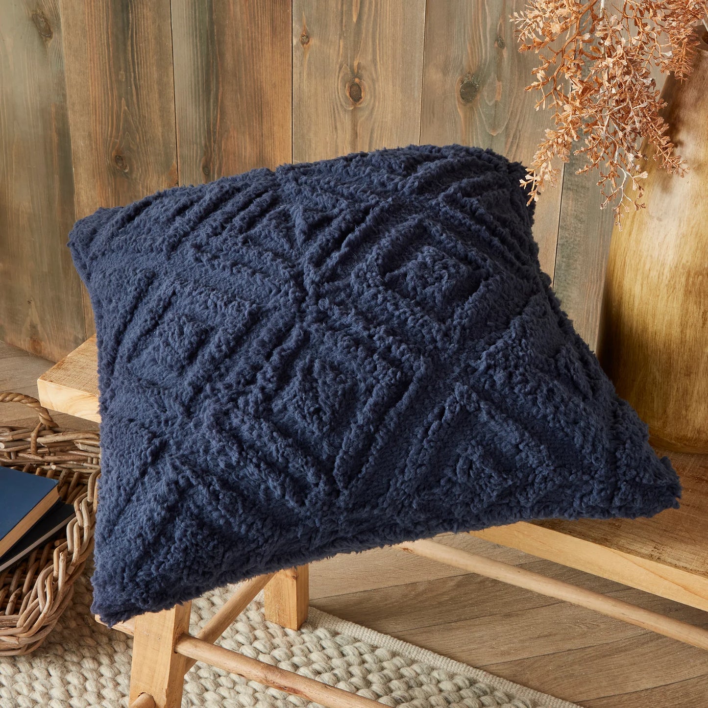 Romo Filled Cushion by Fusion Snug in Navy