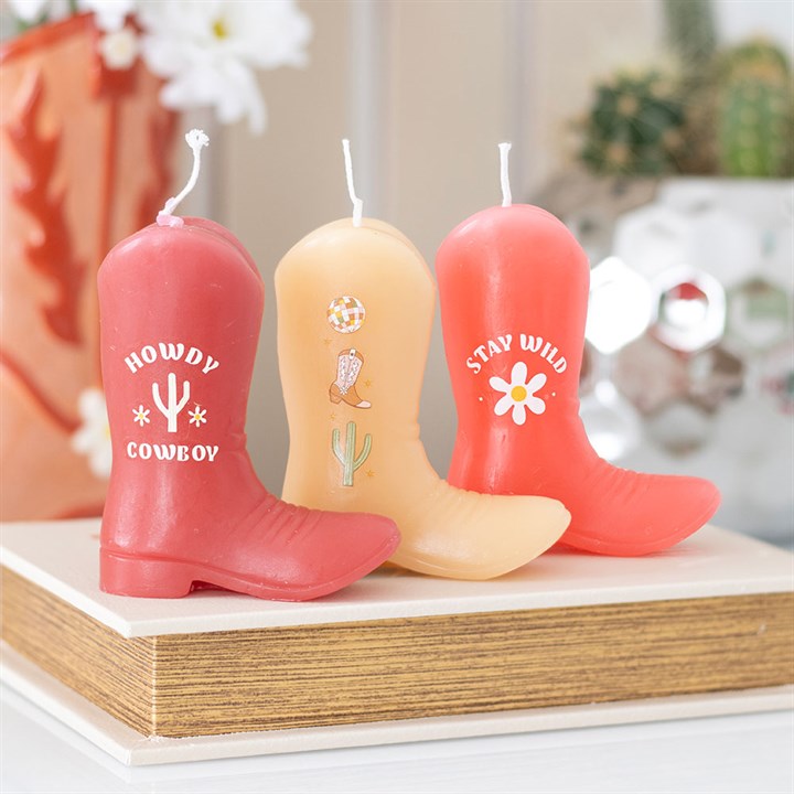 Set of 3 Cowboy Boot Candles