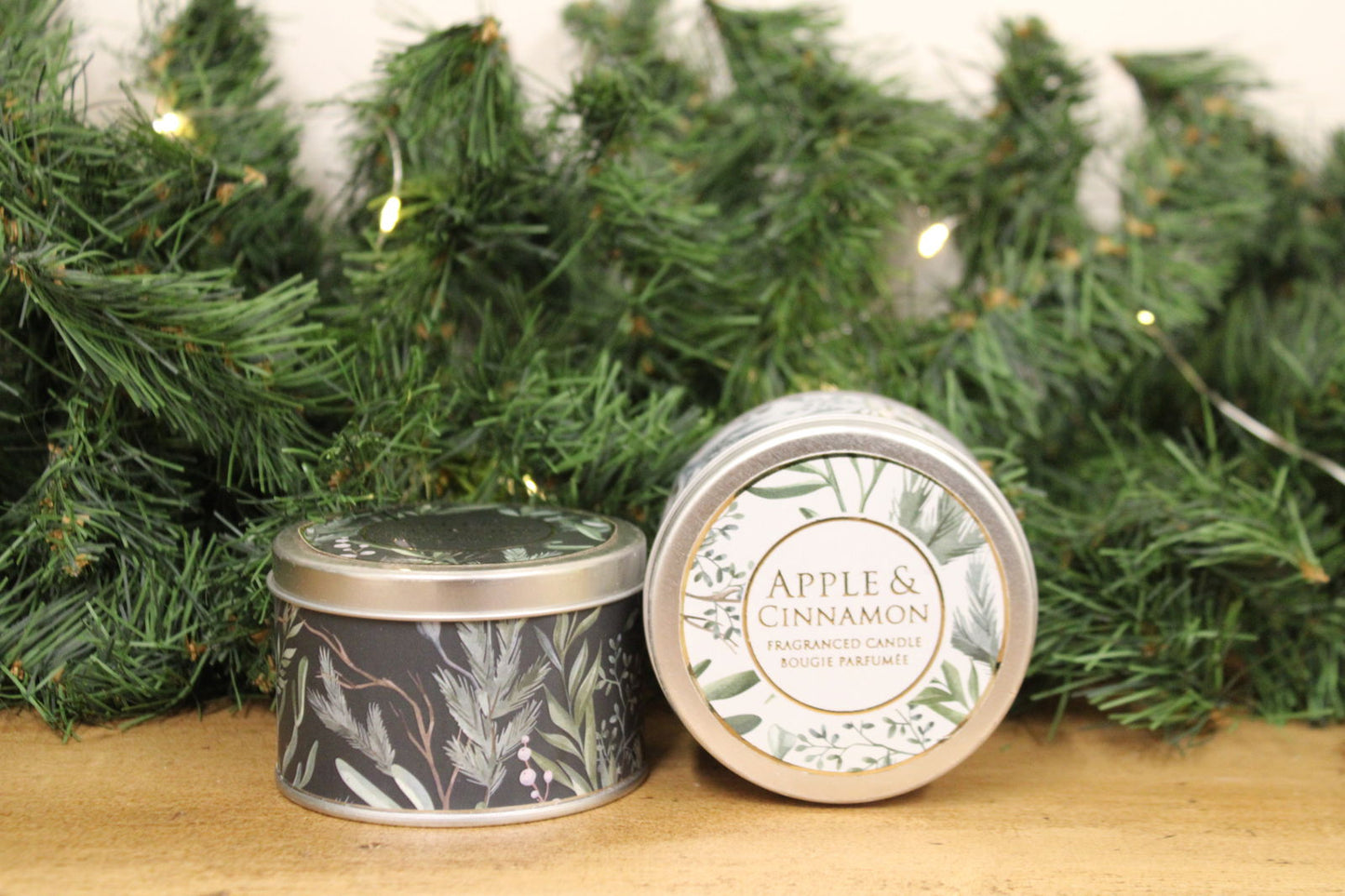 Set of Two Apple and Cinnamon Tin Candles