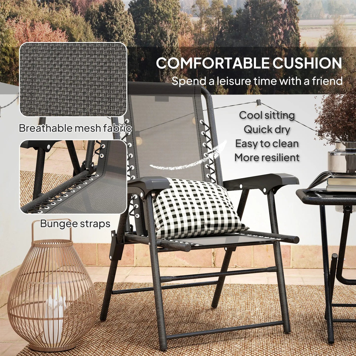 Three-Piece Garden Table and Chair Set - Black
