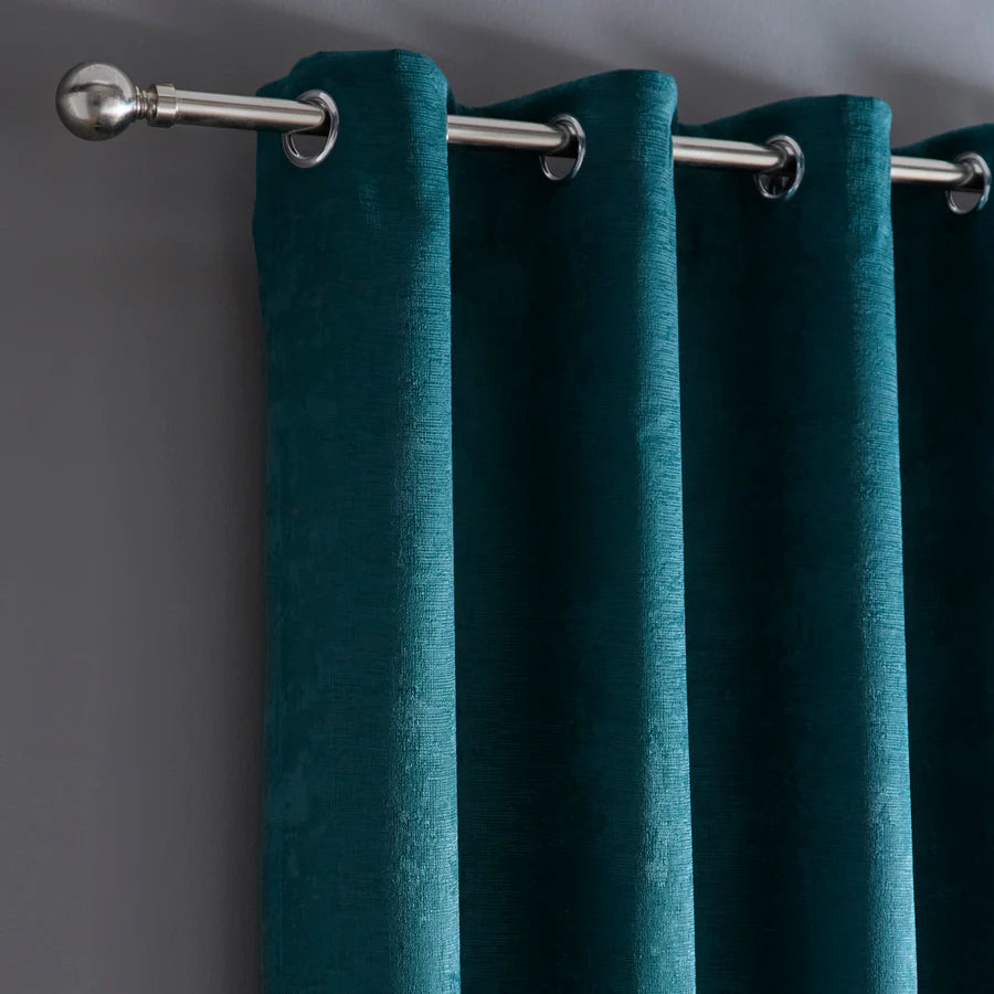 Strata Eyelet Curtains by Fusion in Forest Green