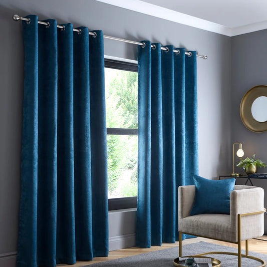 Strata Eyelet Curtains by Fusion in Teal