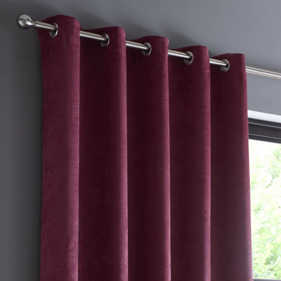 Strata Eyelet Curtains by Fusion in Wine