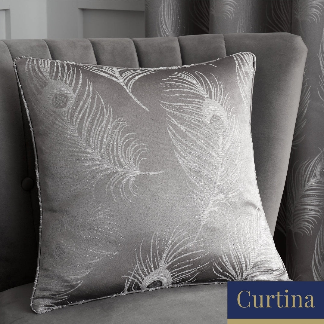 Feather - Jacquard Eyelet Curtains in Silver - By Curtina