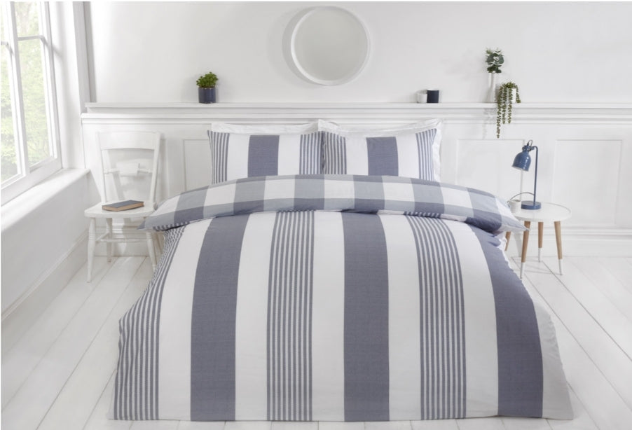 Sustainable Chambray Stripe Duvet Set