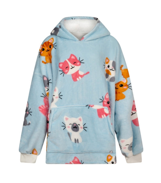 Kitties Fleece Oversized Blanket Hoodie