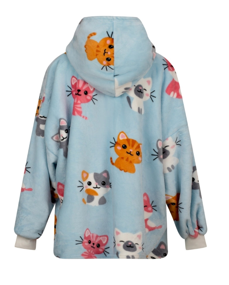 Kitties Fleece Oversized Blanket Hoodie