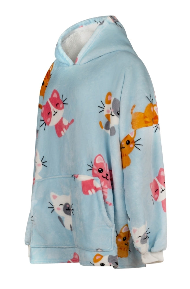 Kitties Fleece Oversized Blanket Hoodie