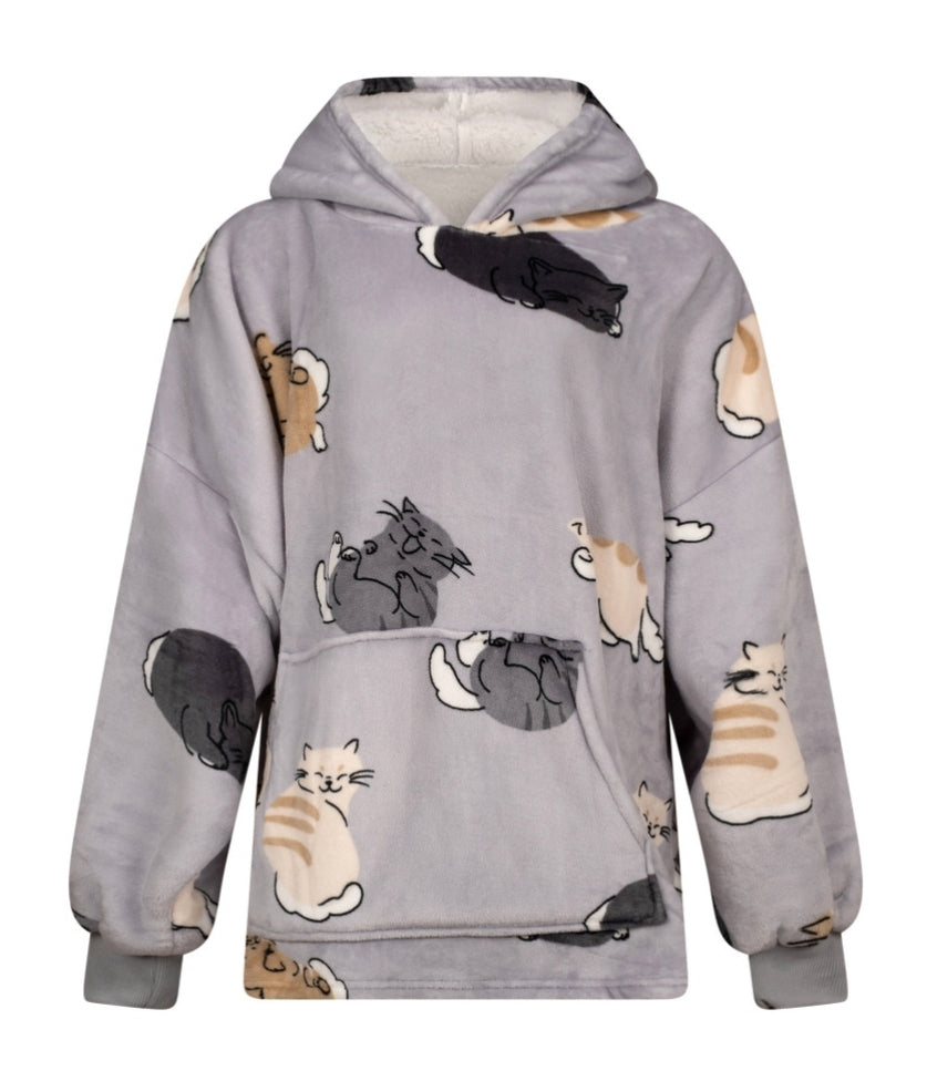 Cute Cats Fleece Oversized Blanket Hoodie