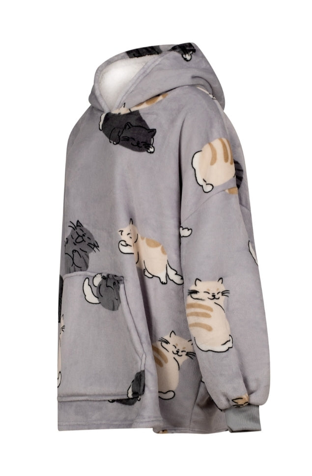 Cute Cats Fleece Oversized Blanket Hoodie