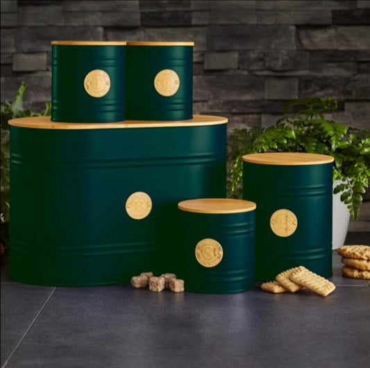 Neo Emerald Green Scandi 5 Piece Kitchen Canister Set