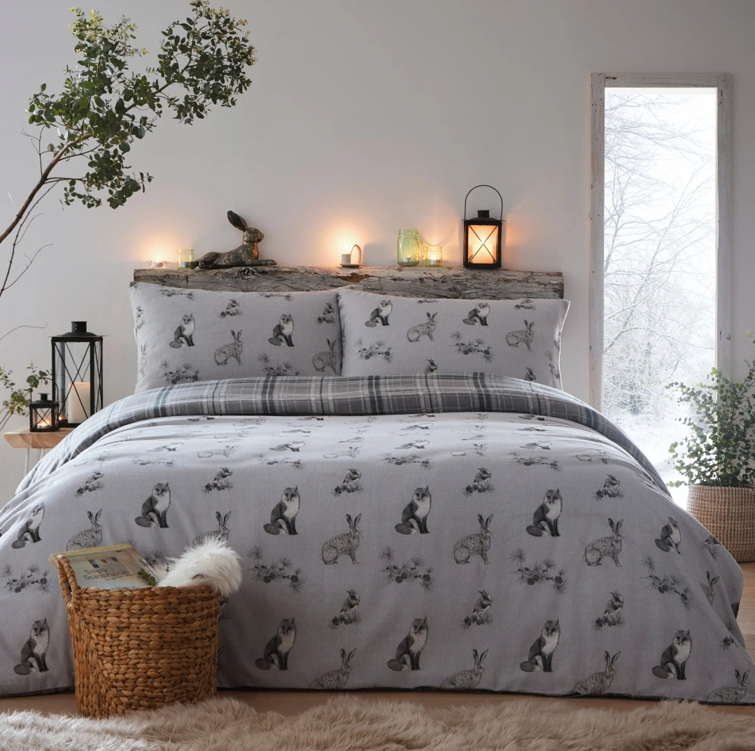 Derwent Check Duvet Cover Set by Dreams & Drapes Lodge in Grey