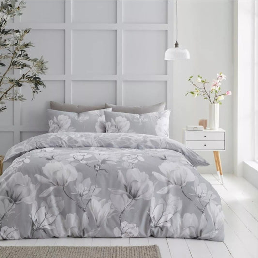 Magnolia Dream Duvet Set - Grey