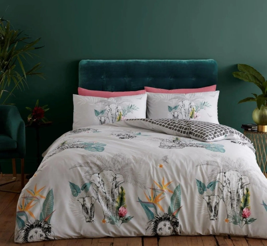 Savannah Tropical Duvet Set - Grey