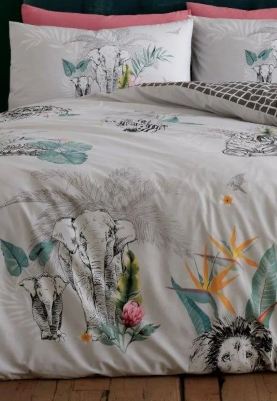 Savannah Tropical Duvet Set - Grey