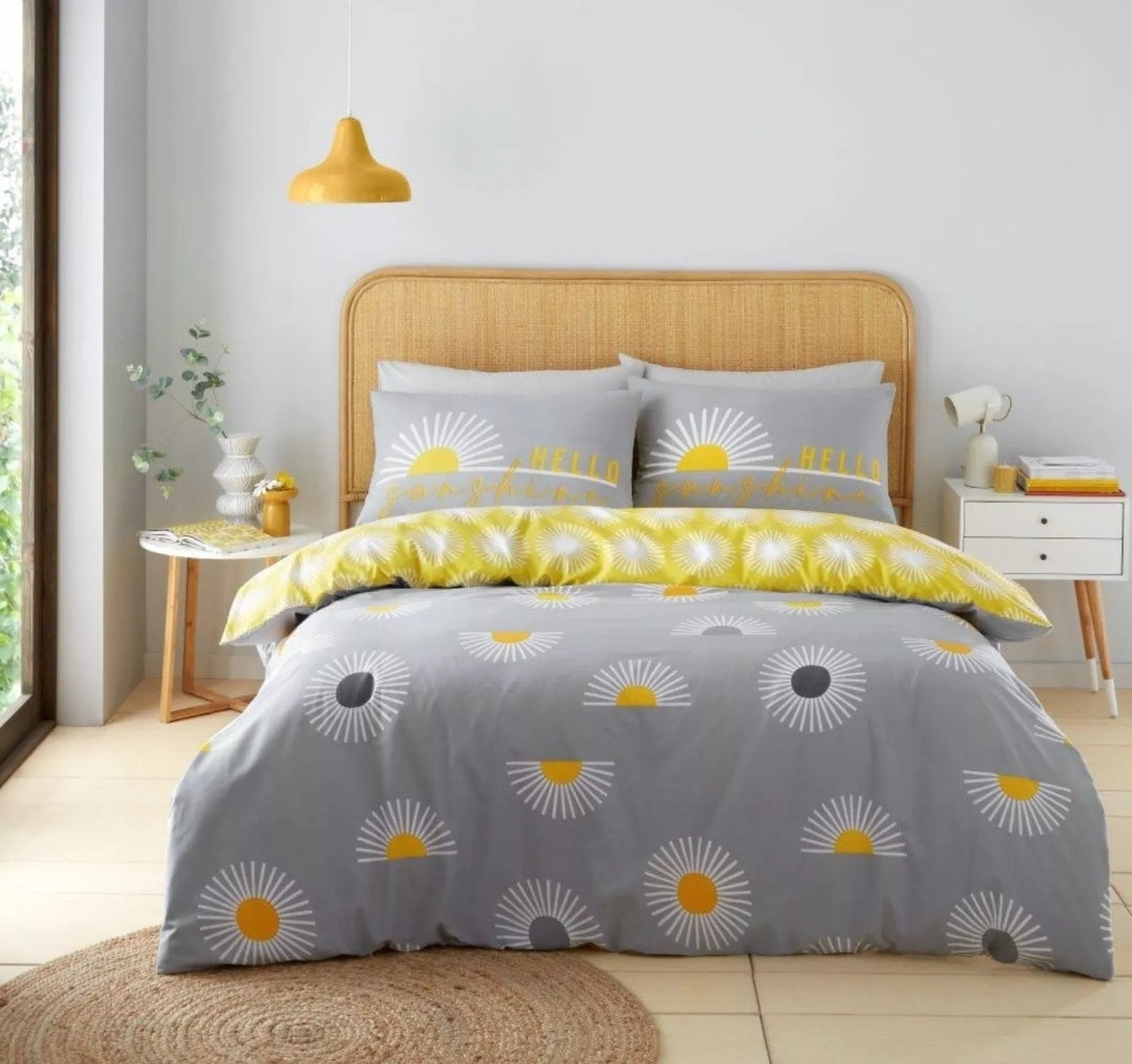 Sunburst Duvet Set - Reversible - Grey