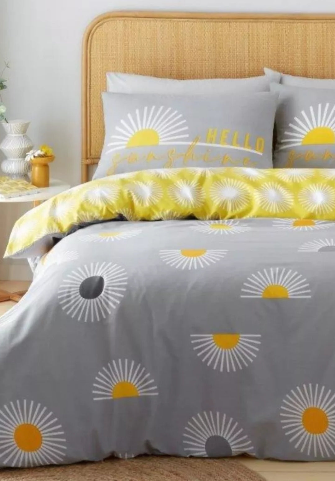 Sunburst Duvet Set - Reversible - Grey