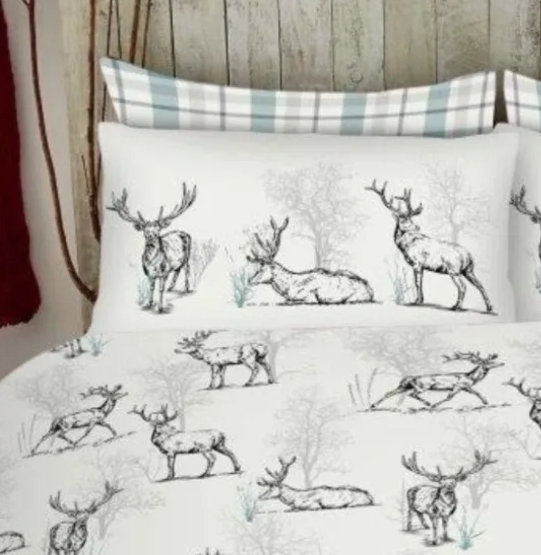 Darlington Stag Duvet Set - White