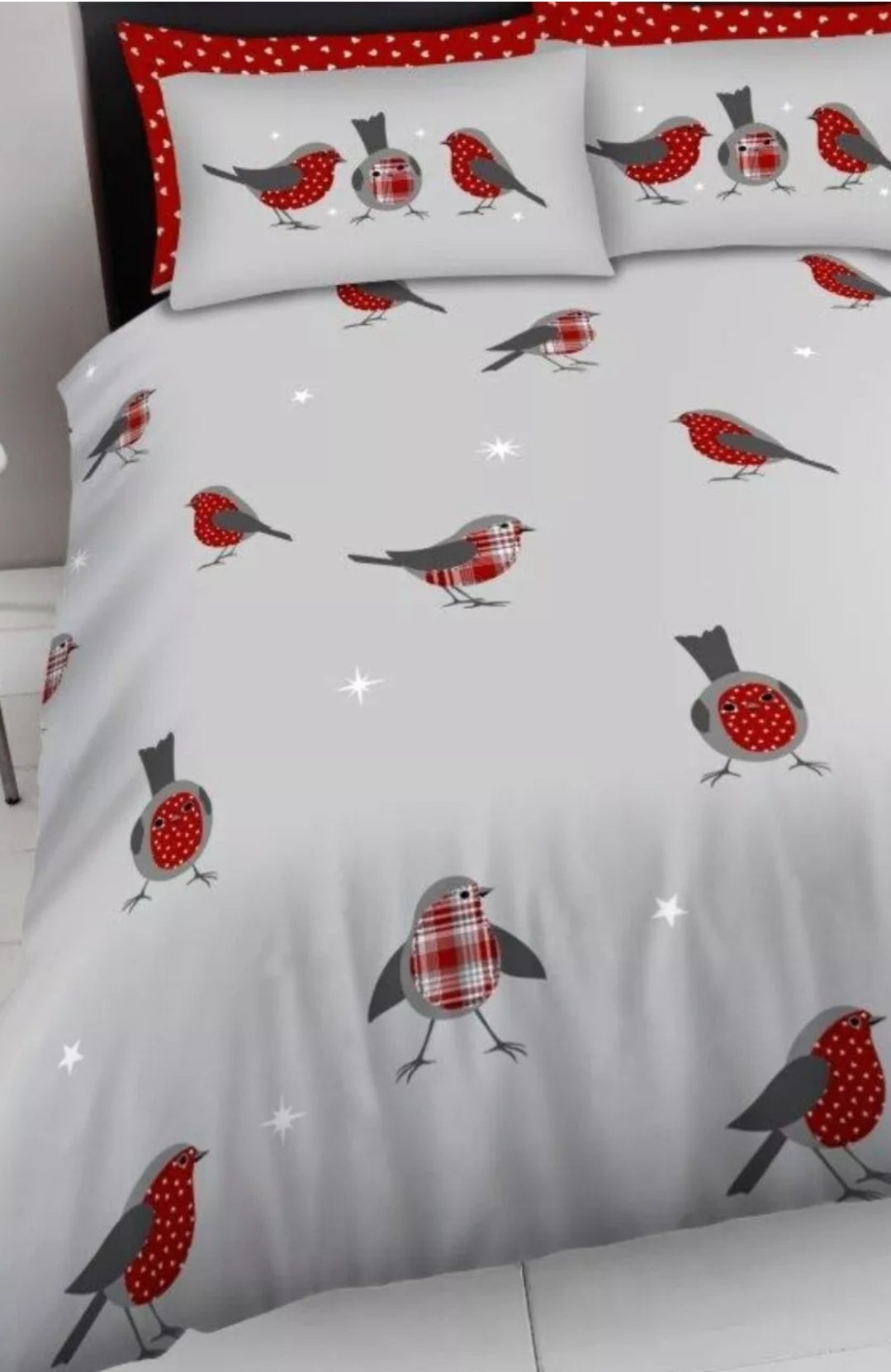 Starry Robin Duvet Set- Grey