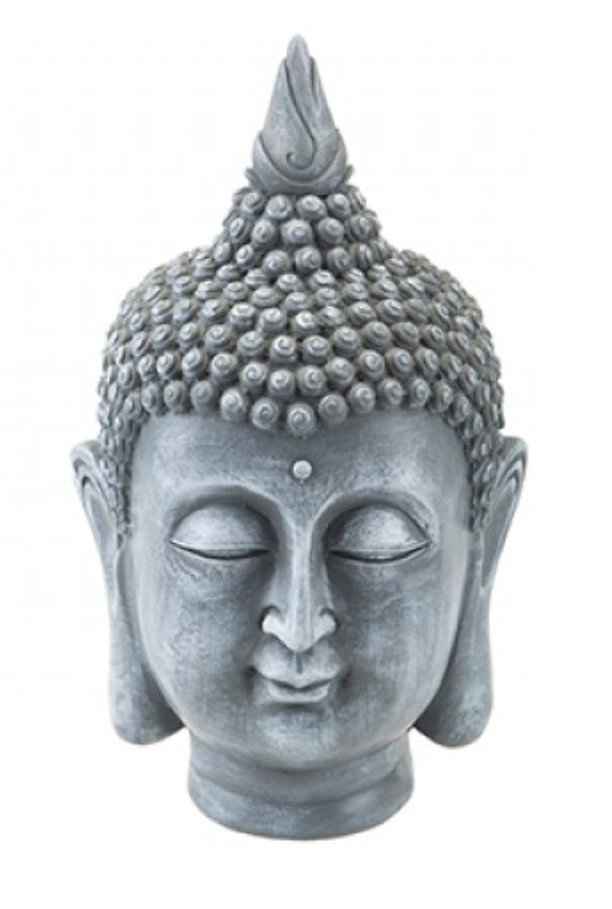 12’’ inch/ 30cm Resin Grey Stone Effect Buddha Head Statue Figurine