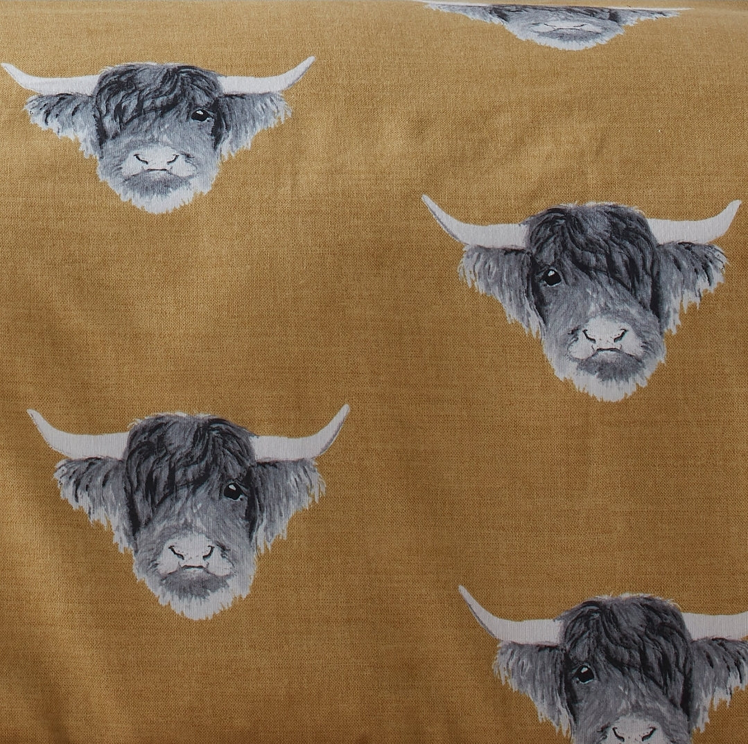 Highland Cow Duvet Cover Set By Fusion Snug In Ochre