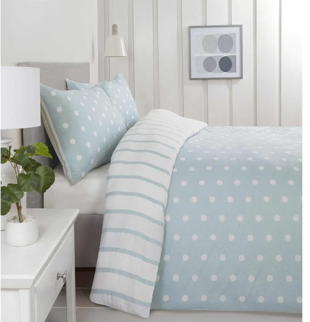 Spots & Stripes Brushed Microfibre Duvet Set - Blush