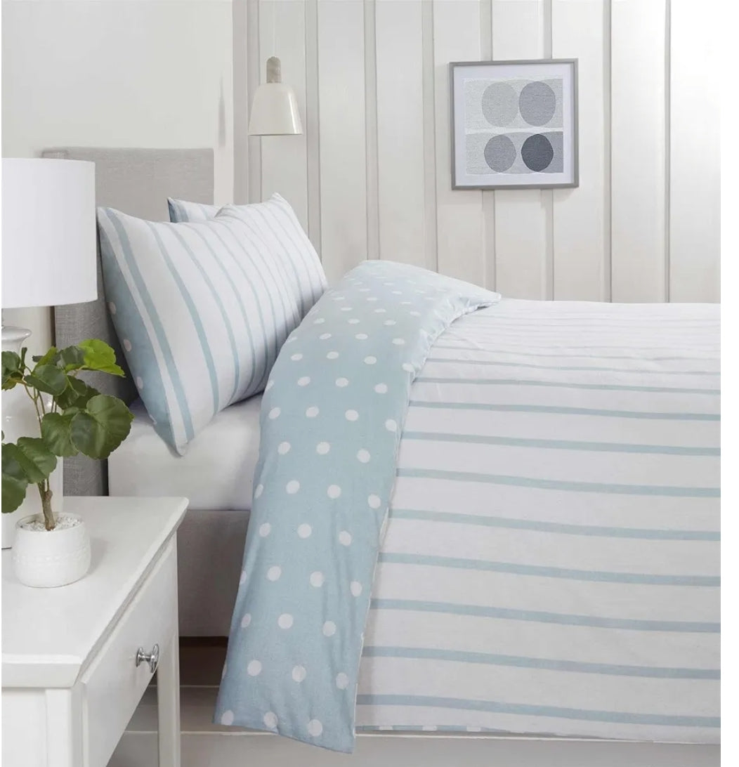 Spots & Stripes Brushed Microfibre Duvet Set - Blush