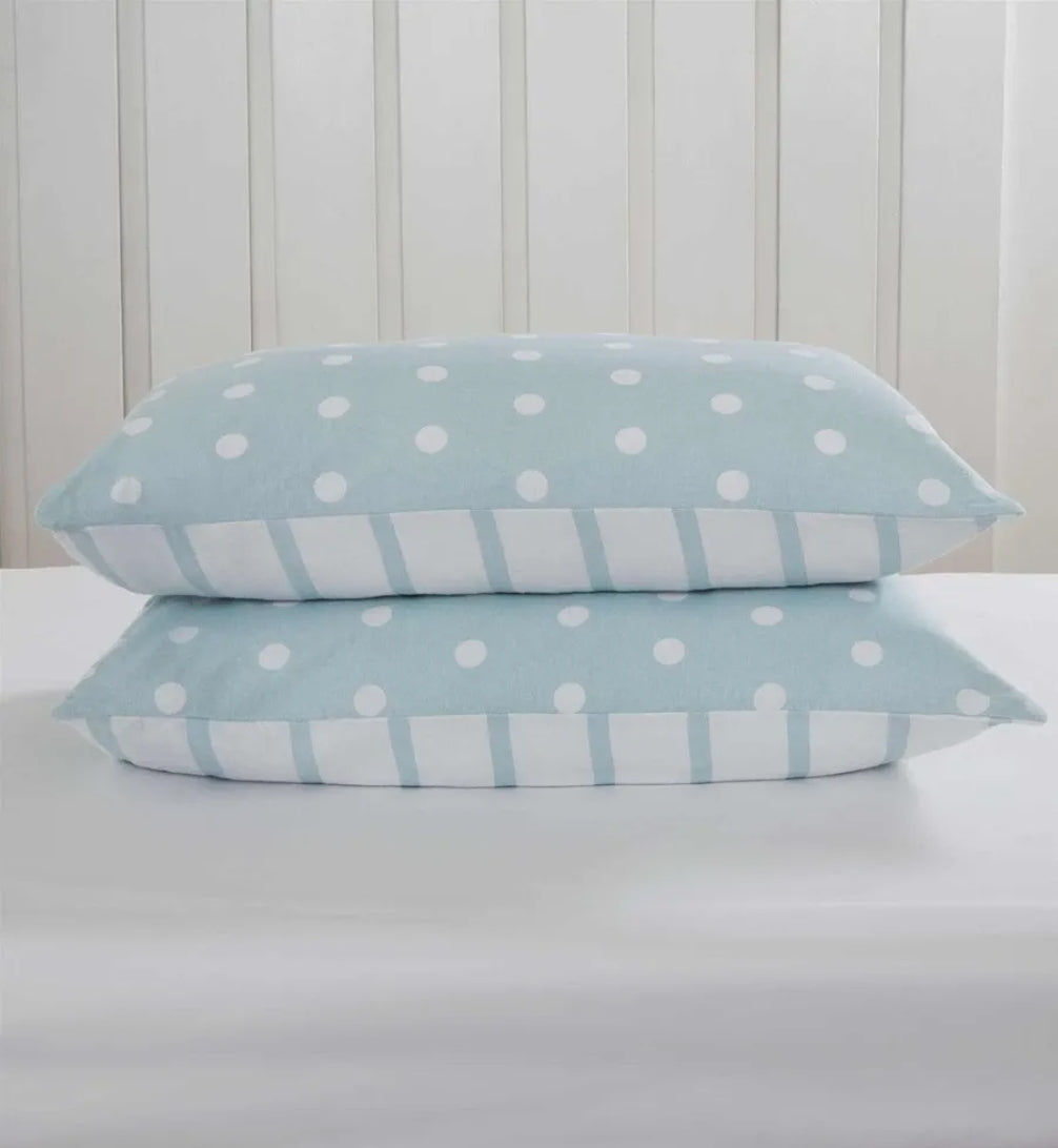 Spots & Stripes Brushed Microfibre Duvet Set - Blush