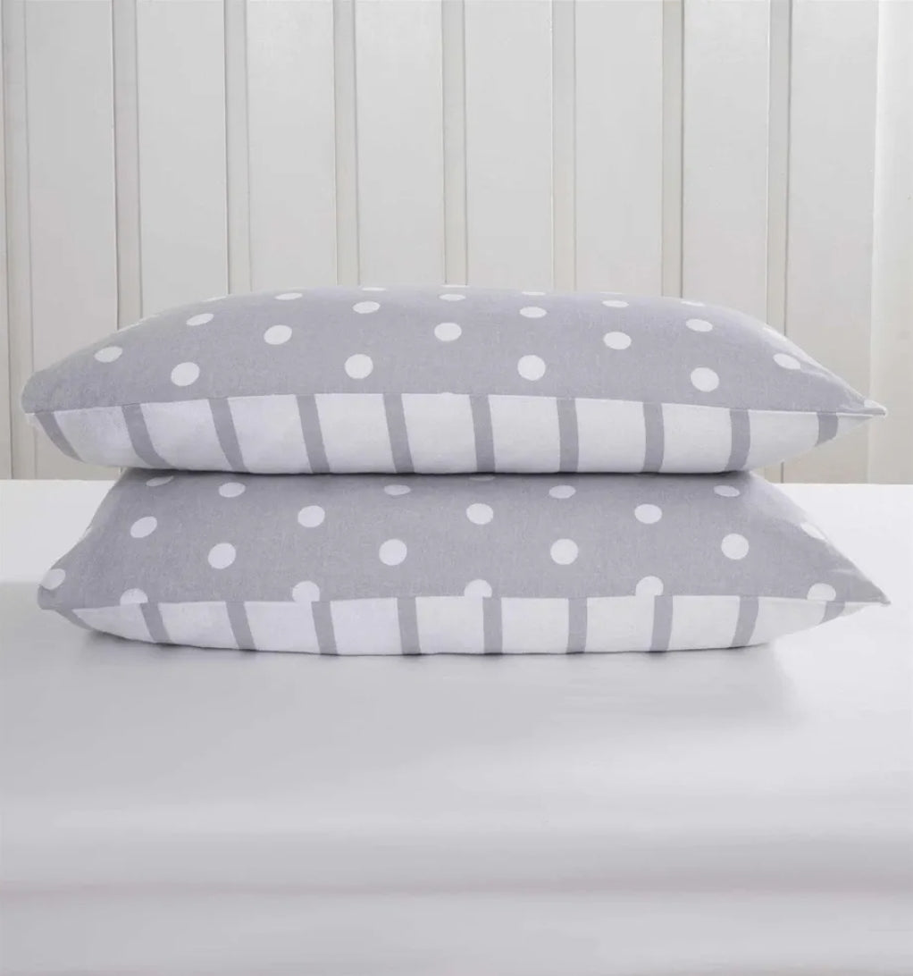 Spots & Stripes Brushed Microfibre Duvet Set - Blush