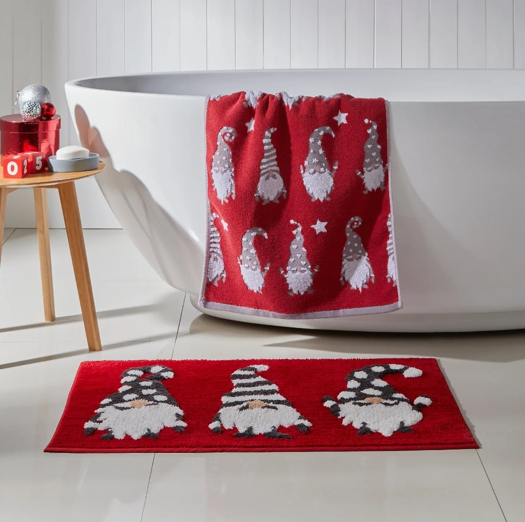 Bath Mat Gonks by Fusion Christmas in Red - Size: 50 x 80cm Gonk Hand Towels (Pack 2)(sold separately)