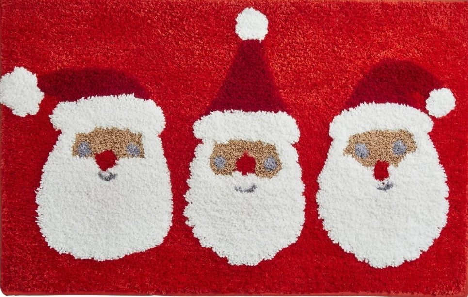 Bath Mat Christmas Jolly Santa By Bedlam In Red