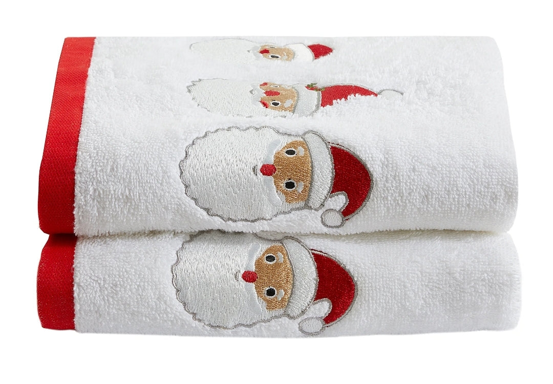 Hand Towel (2 Pack) Santa By Fusion Christmas In White - Coming Soon