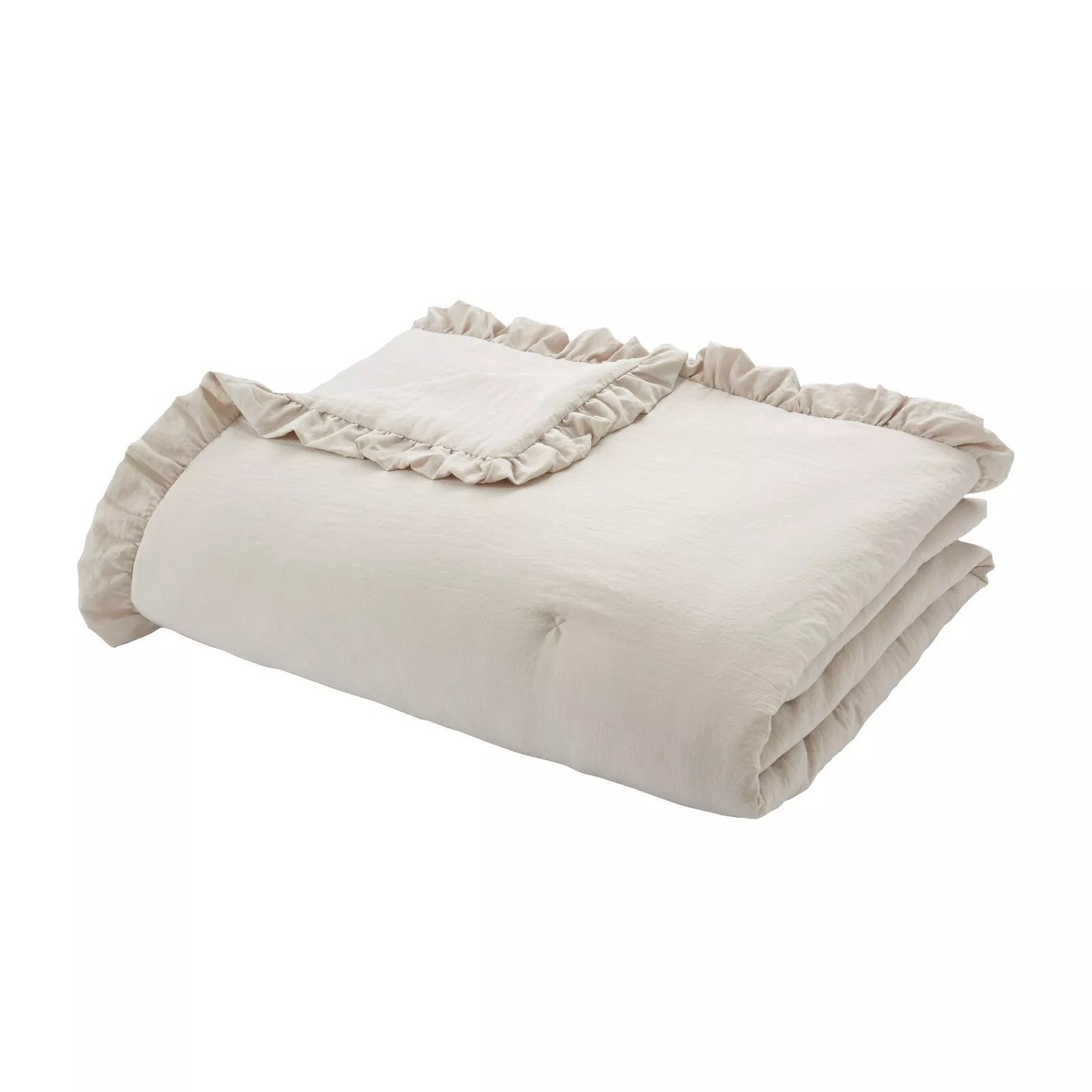 Quilted Soft Washed Frill Bedspread 220x230cm in Natural by Bianca