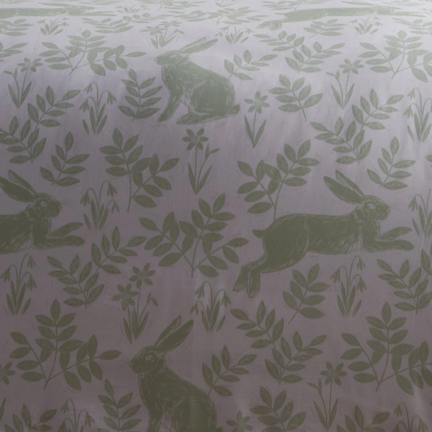 Spring Rabbits Duvet Cover Set by Dreams & Drapes Design in Green