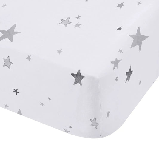 Stars Fitted Sheet in Grey by Bianca Kids