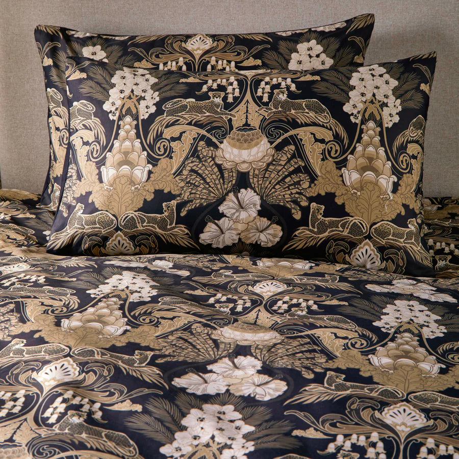 Suburban Jungle 100% Cotton Black & Gold Duvet Cover Set by Laurence Llewelyn-Bowen in Black/Gold