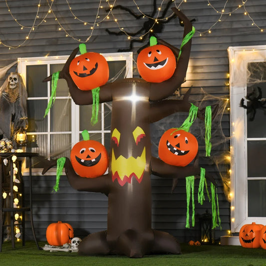2.4m Halloween Inflatable Ghost Tree with 4 Pumpkins