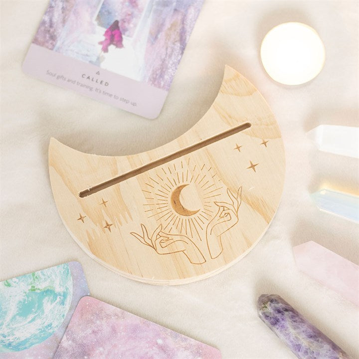 Natural Mystical Hands Crescent Moon Tarot Card Stand