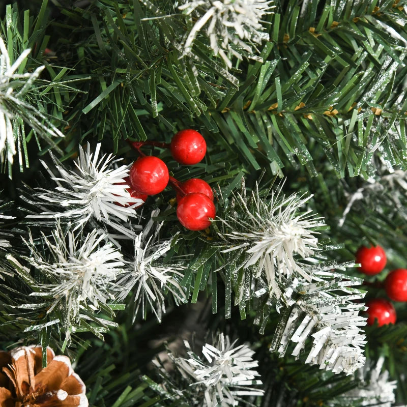 6ft Artificial Pencil Christmas Tree with Pinecones and Red Berries