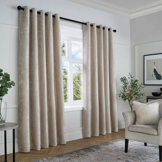 Textured Chenille Eyelet Curtains by Curtina in Natural