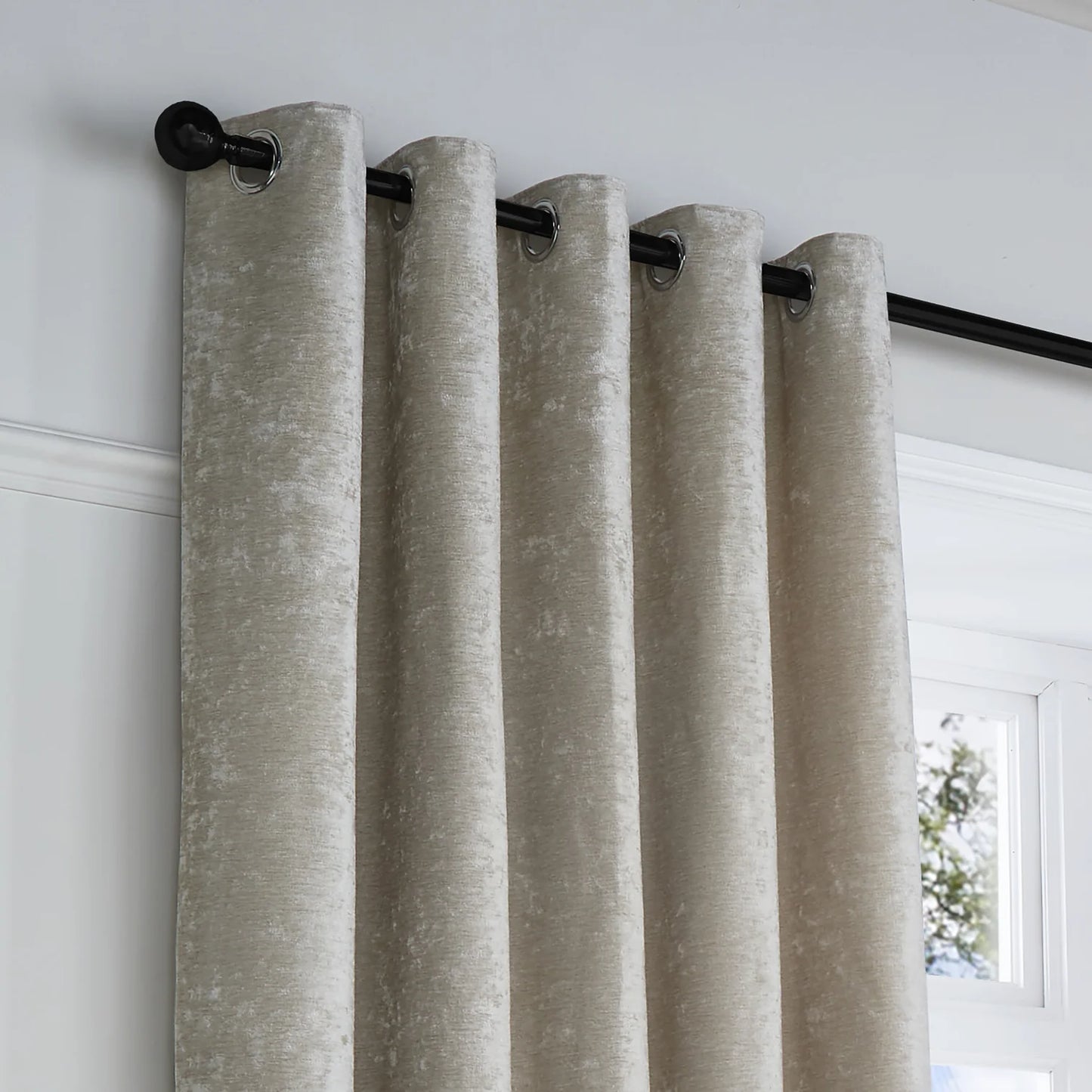 Textured Chenille Eyelet Curtains by Curtina in Natural