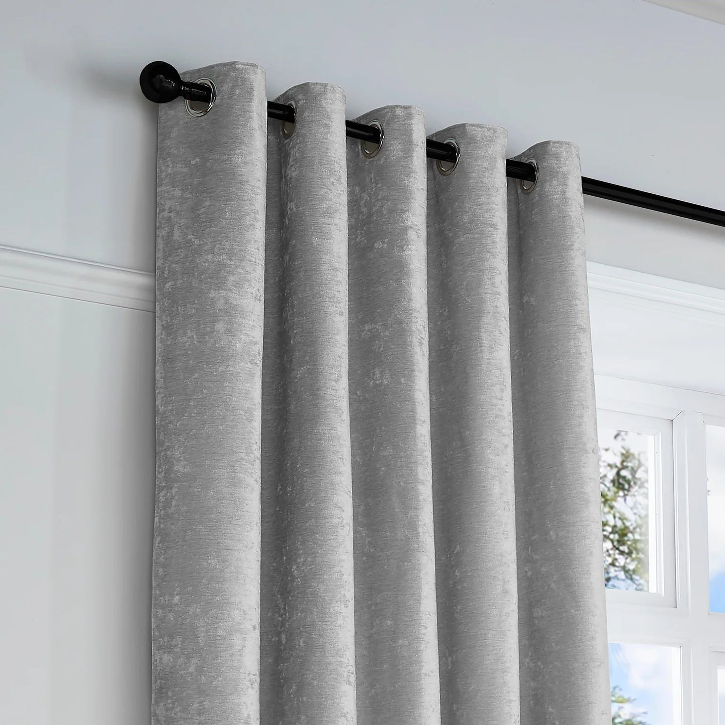 Textured Chenille Eyelet Curtains by Curtina in Grey