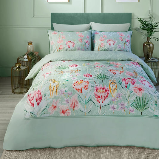 Tropical Leopard Duvet Cover Set by Soiree in Green