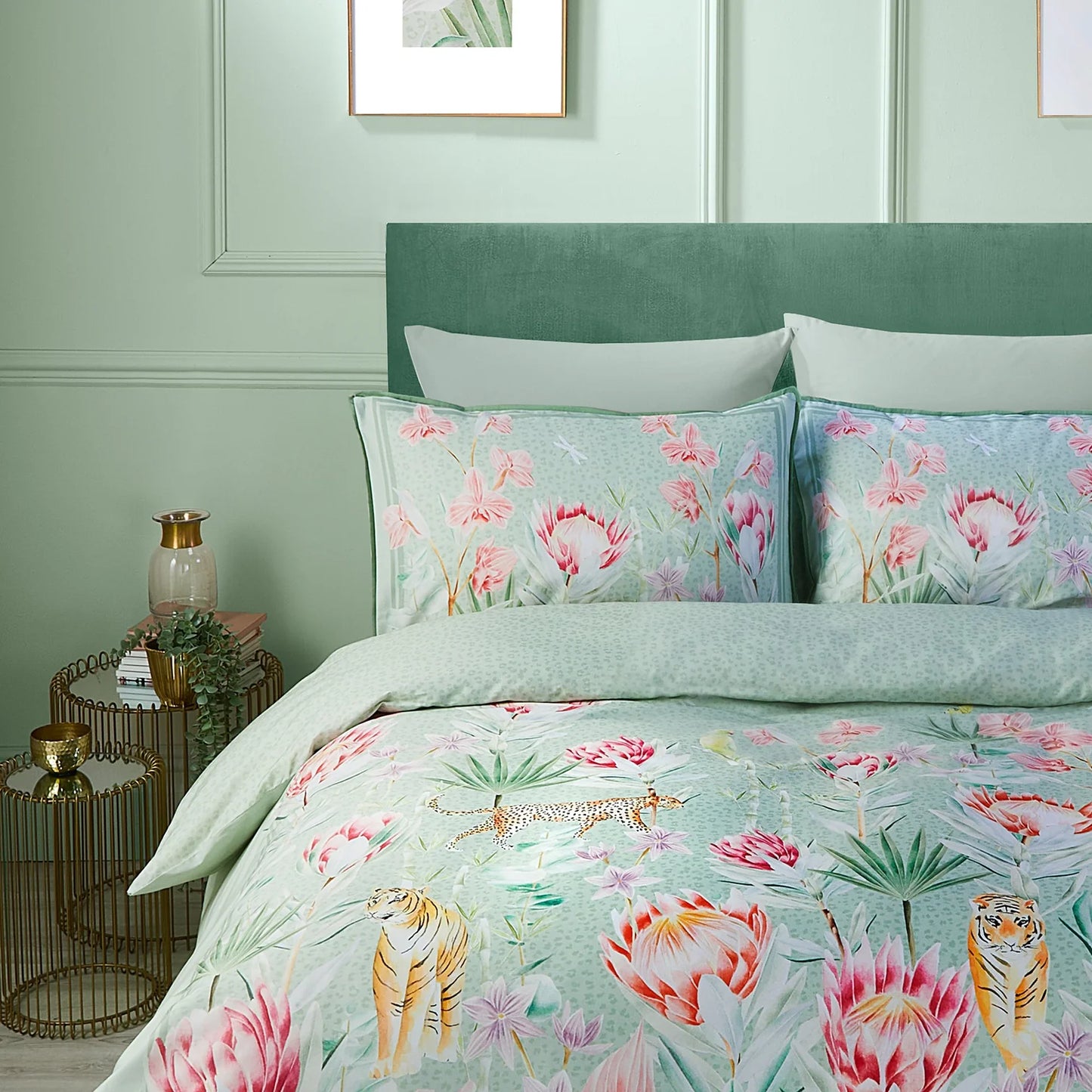 Tropical Leopard Duvet Cover Set by Soiree in Green