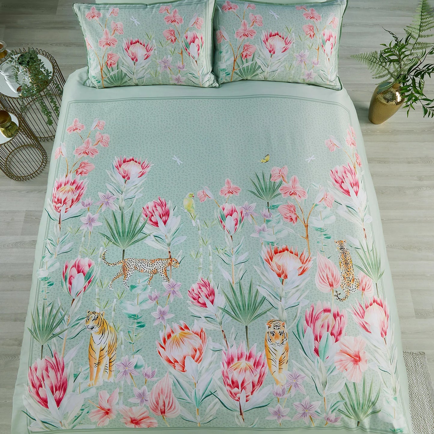 Tropical Leopard Duvet Cover Set by Soiree in Green