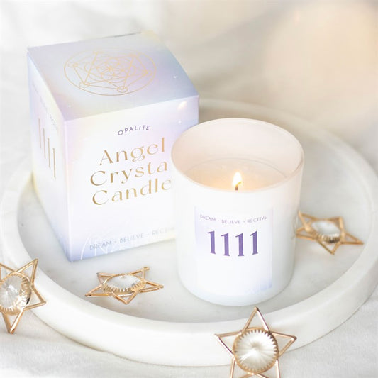 1111 Angel Number Crystal Chip Candle