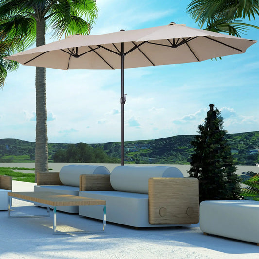 4.6m Double Garden Parasol - Beige